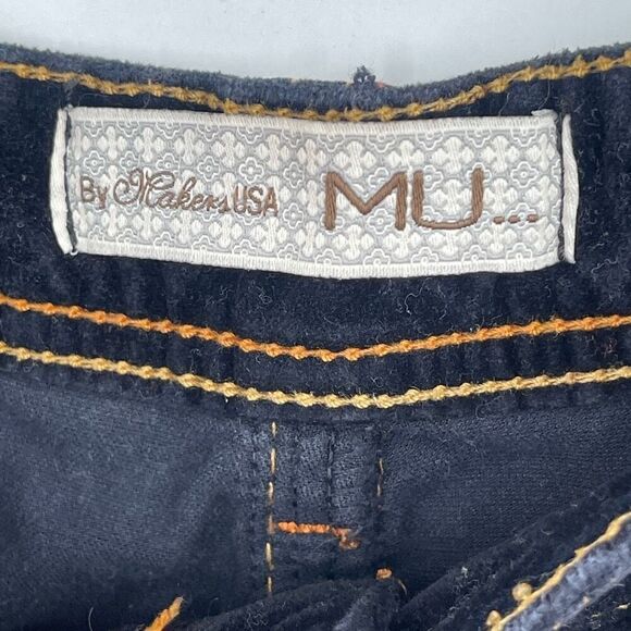 MU Makers USA Black Stretch Velveteen Boot Cut Embroidered Pockets Pants Size 4 - Picture 3 of 10